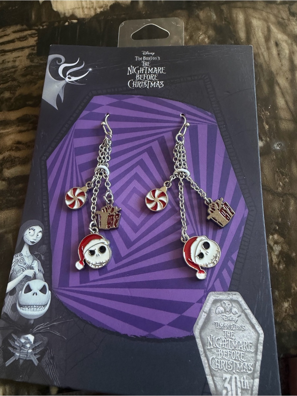 The Nightmare Before Christmas Jack Skellington Dangle Earrings - Red & White